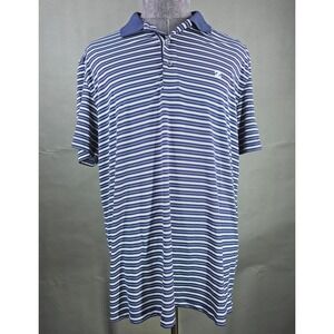 IZOD Golf Polo Shirt Mens Large Blue/White Stripes Short Sleeve Preppy Golfing